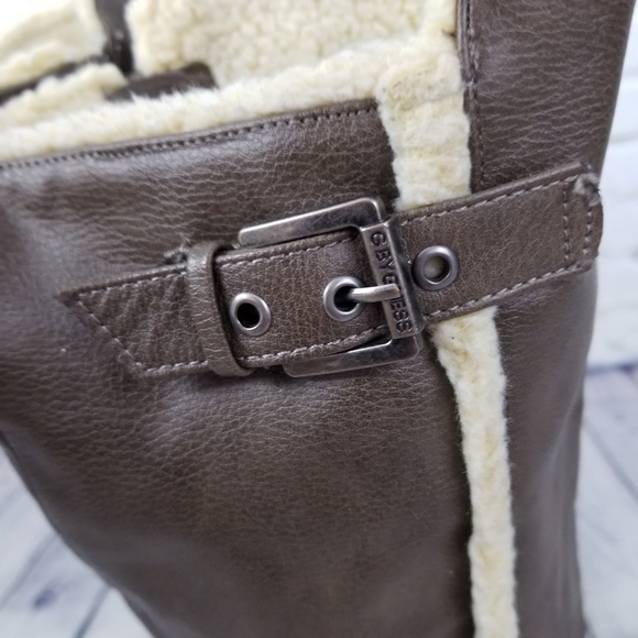 G BY GUESS | sherpa tall heeled side zip boot - Picture 9 of 12